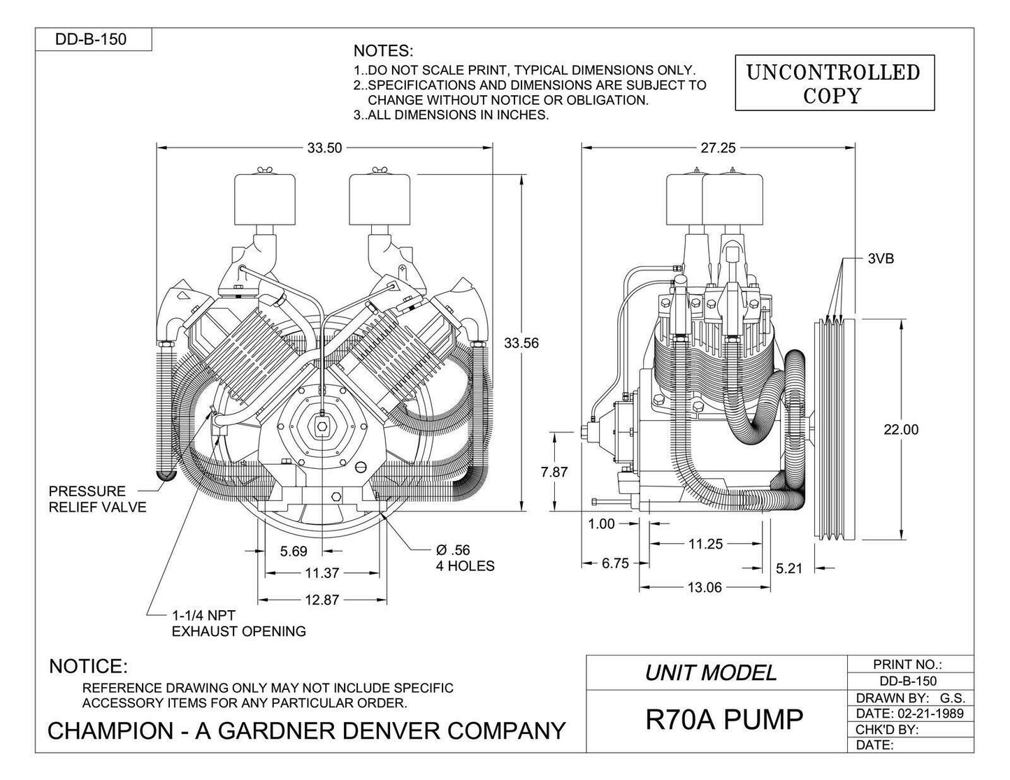 Champion R70A Replacement Air Compressor Pump 20-30Hp Bare Pump Only CAPRSA13