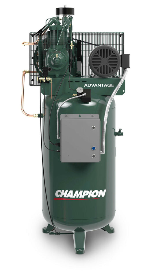 Champion Advantage VR7F-8 7.5Hp Vertical 80Gallon Air Compressor 22CFM 2 Single Phase & Two 3 Phase Options at the Same Price