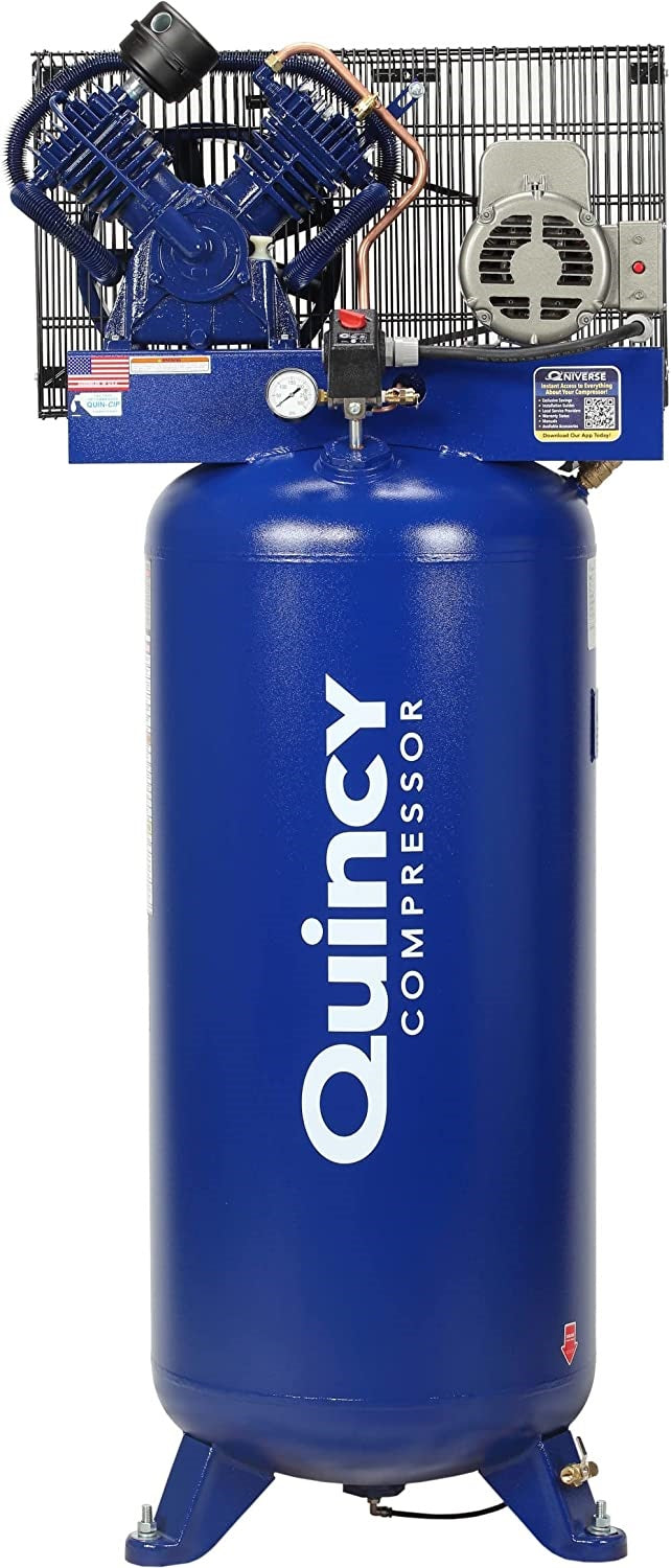 Quincy 2V41C60VC QT-54  5Hp 2 Stage 230V Single Phase 60 Gallon Vertical Splash Lubricated Reciprocating Air Compressor 15.2CFM at 175PSI Max